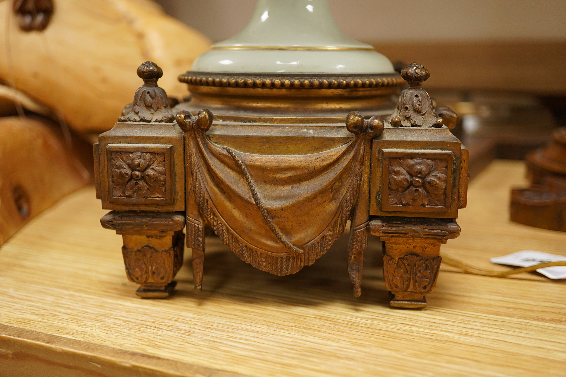 A cut glass chandelier